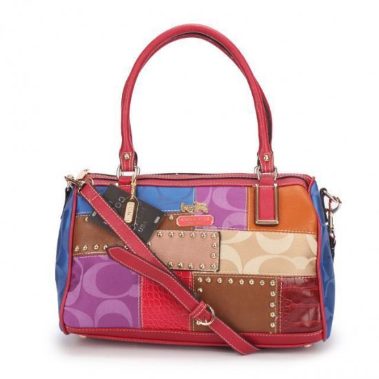 Coach Holiday Matching Stud Medium Red Multi Luggage Bags ECC | Women